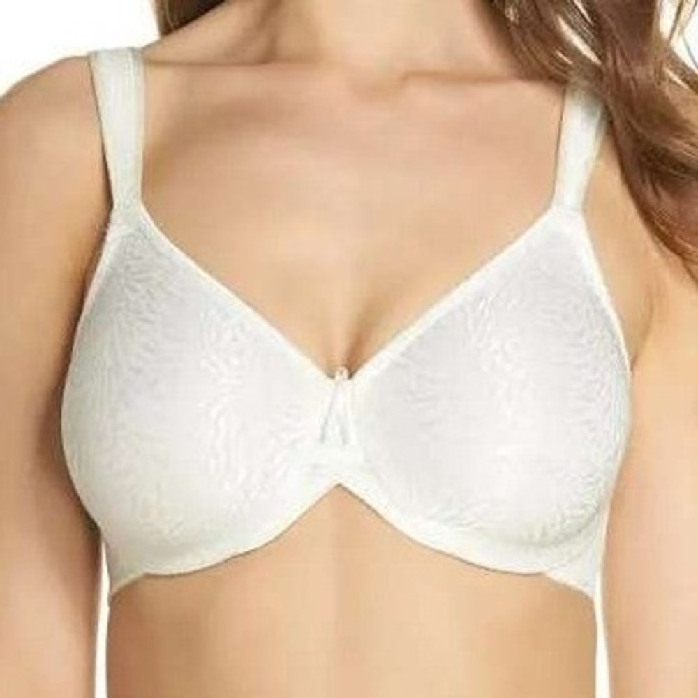 Wacoal Underwire Bra‎ 38C White Full Coverage 855367 Jacquard Unpadded Comfort